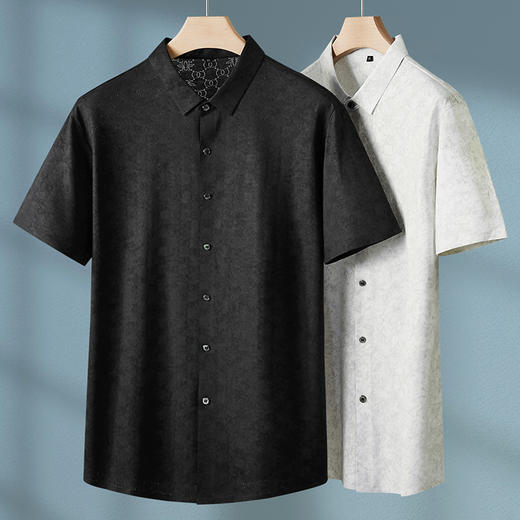 【棉质】【DPF】大依优型大码短袖衬衫潮流碎花半袖衬衣加肥加大码棉质透气夏装肥佬宽松上衣男士 商品图2