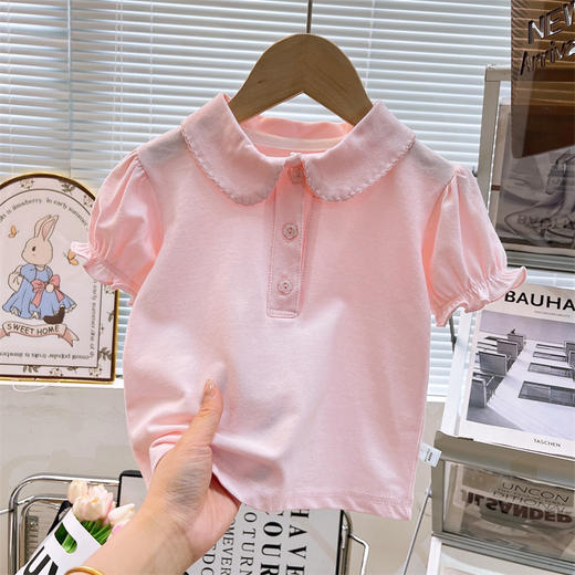 儿童纯色短袖polo衫男女童校服内搭娃娃领短袖宝宝夏季T恤90-170 商品图7