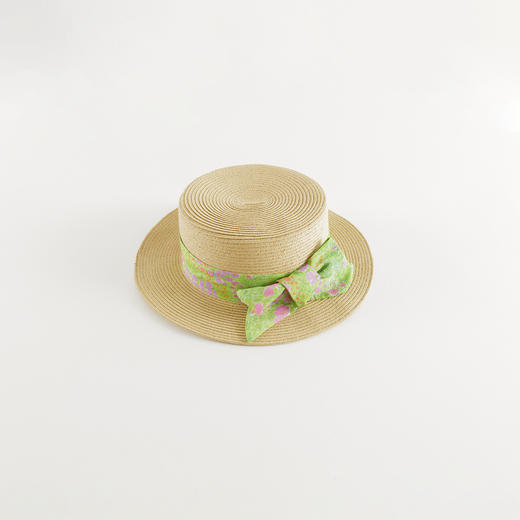 马克珍妮女童碎花蝴蝶结编织遮阳帽儿童草帽2025年夏装新款550950 商品图2