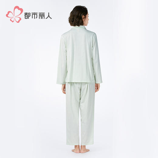 都市丽人女士正价棉质长袖套装薄针织提花好睡好眠长袖类LHH1B3 商品图3