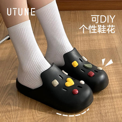 【可DIY搭配】春夏洞洞鞋凉鞋女款男士厚底拖鞋EVA踩屎感拖鞋 商品图1