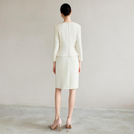 IWY/米白色假两件西装连衣裙女气质教资面试职业裙美容院前台接待正装Q1291 商品图4