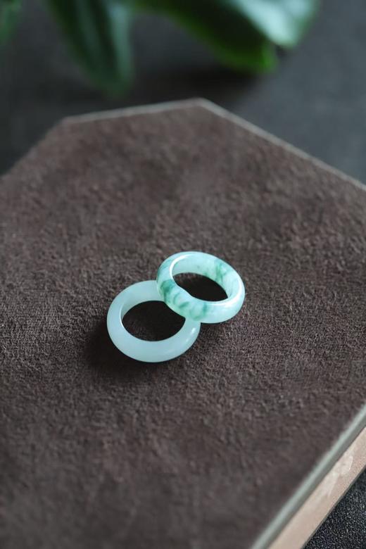 米马自己开料定做的 飘蓝花翡翠戒指 商品图2