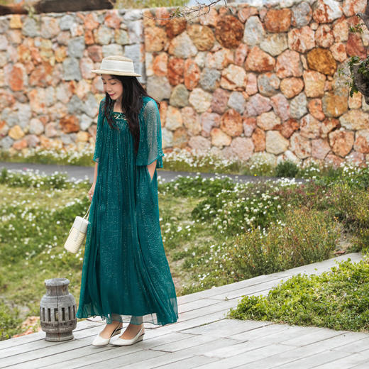 【林栖设计小店】法式刺绣连衣裙两件套真丝新中式2025春夏新品改良襦裙1952148 商品图1