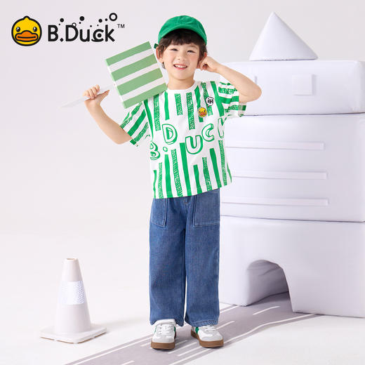 bduck小黄鸭童装夏季儿童短袖T恤男童条纹上衣纯棉夏季中小童体恤105-150 BF2601026 商品图1