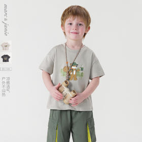 [凉感透气]马克珍妮男童城市户外松鼠短袖T恤宝宝夏装新款240380