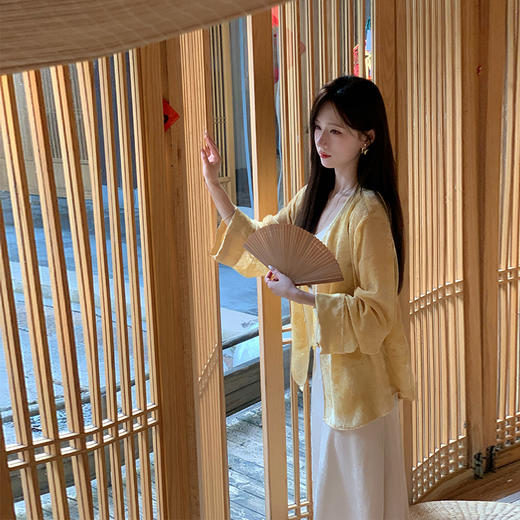 金蘑菇菇【芒果慕斯】设计师高定植绒软糯开衫长袖氛围感时髦外套女 商品图3