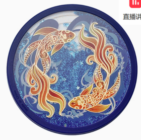 故宫 鸿运锦鲤流沙杯垫 水杯隔热垫 摆件生日礼物 故宫官方旗舰店-蓝色