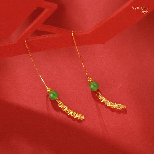 周六福S925银凤尾流苏耳线ZLFY091793★ 商品图4