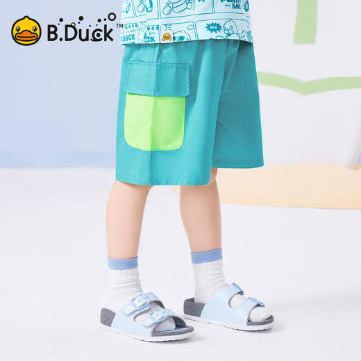bduck小黄鸭童装夏季宝宝短裤男童五分裤纯棉夏装工装裤儿童运动裤子90-130 BF2652019 商品图0