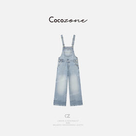 COCO ZONE 刘一一 25春季新款复古水洗百搭牛仔背带裤CD1A0472