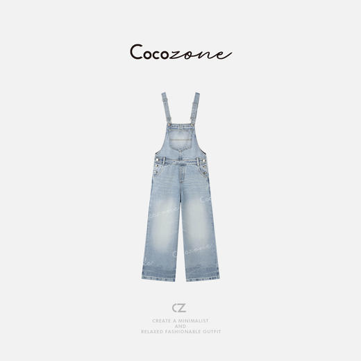COCO ZONE 刘一一 25春季新款复古水洗百搭牛仔背带裤CD1A0472 商品图0