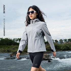 奥尼捷轻盈透气舒适运动加绒保暖修身女款连帽软壳夹克防风防泼水/FW6208
