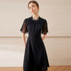 EITIE爱特爱飞飞袖优雅气质收腰轻奢黑色连衣裙夏季新款B2507620 商品缩略图2