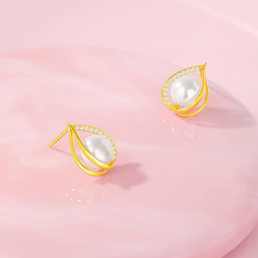 周六福水滴S925淡水珍珠耳饰ZLFX091945★ 商品图3