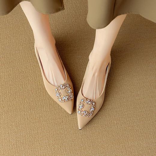 【预售5天】绝美法式小香风尖头水钻方扣平底单鞋DB&M6261 商品图3