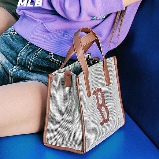 【品牌授权】扫码验证 韩国MLB 带防伪码 经典帆布托特包-黑色 深棕色 奶油色 3AORS062N 女新款老花满印休闲时尚运动背包 商品图3