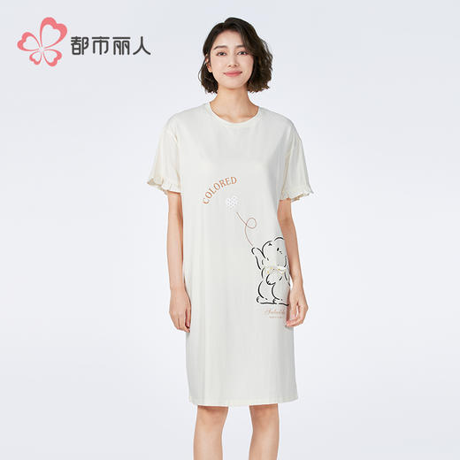 都市丽人生活家居女士棉质短袖裙薄40支TC拉架短袖类LHH6B9 商品图1