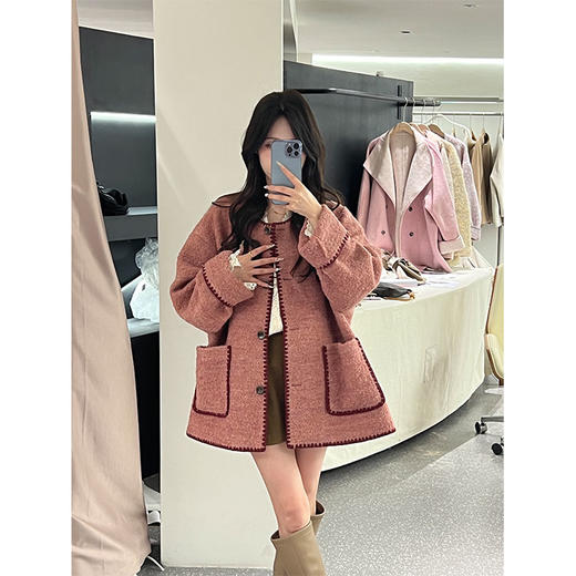 现货【朗姆红茶】设计师高定加厚手工编织贝壳绣特种纱香香风外套 商品图0