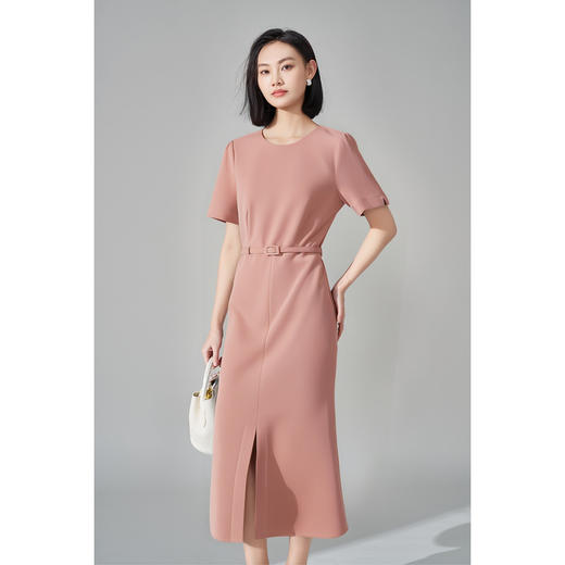 剩S/M/L 米思阳2025夏季新款气质优雅粉色连衣裙时尚大气正装裙子女1113 商品图1