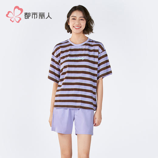 都市丽人亲情蜜语女士棉质短袖套装薄32支纯棉单面短袖类LHH9A6 商品图1