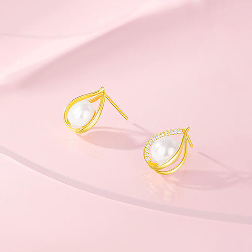 周六福水滴S925淡水珍珠耳饰ZLFX091945★ 商品图6