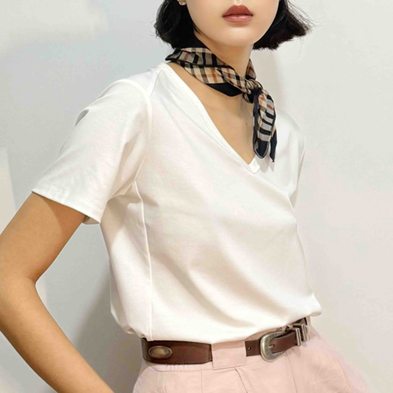 【持久如新】100s 不易皱白T恤 时尚简约气质