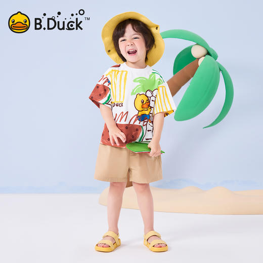 bduck小黄鸭童装夏季男童短袖T恤儿童夏装体恤女童宝宝半袖上衣小童t90-130 BF2601002 商品图1