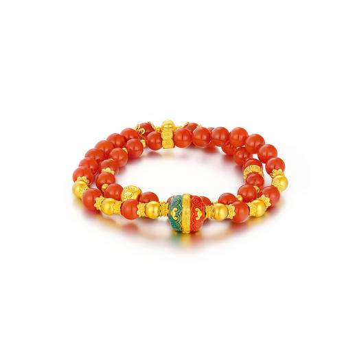 【古法文玩】红气养人，吉言皆得所愿南红鎏彩多圈珠串手链，金重约23.53g，克重计价多退少补（Y.）【预售】【金价请咨询客服，克重计价都包含工费【每日金价请咨询客服】 商品图3