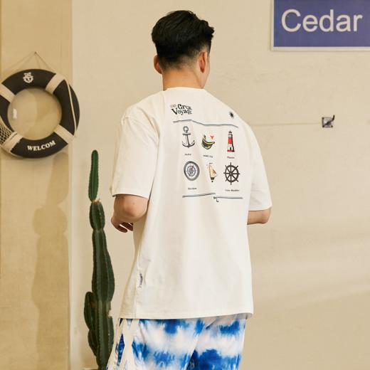 LUSHISI航海徽章主题美式复古街头速干篮球短袖经典logo潮情侣t恤 商品图3