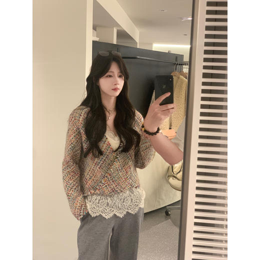 金蘑菇菇【印象派】设计师高定精致精纺毛时髦软糯花色针织毛衣女 商品图0