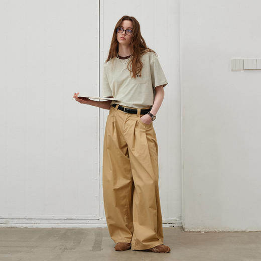 714street美式复古条纹口袋短袖T恤男女2025夏季新款情侣装打底衫 商品图3