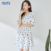 NUTS夏季新款气质圆领泡泡袖高腰显瘦圆点连衣裙324101175B 商品缩略图3