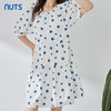 NUTS夏季新款气质圆领泡泡袖高腰显瘦圆点连衣裙324101175B 商品缩略图4
