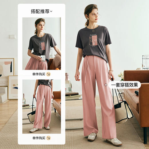 OLrain欧芮儿法式深灰色短袖T恤女夏季2025新款宽松刺绣圆领上衣 商品图3