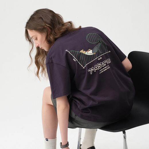 714street美式复古图表印花重磅纯棉短袖T恤男2025夏季新款情侣装 商品图1