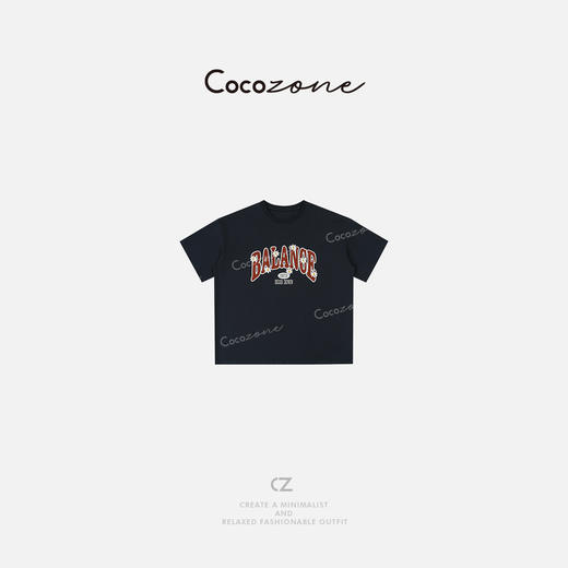 COCO ZONE 刘一一 2025新款经典美式学院风宽松短袖T恤CD2A0562 商品图0