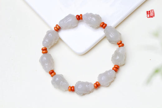 和田烟青玉【招财貔貅】手串 商品图3