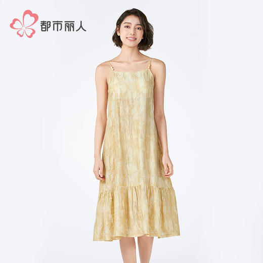 都市丽人女士梭织棉吊带裙薄梭织提花生活家居袖类LHH6B8 商品图1