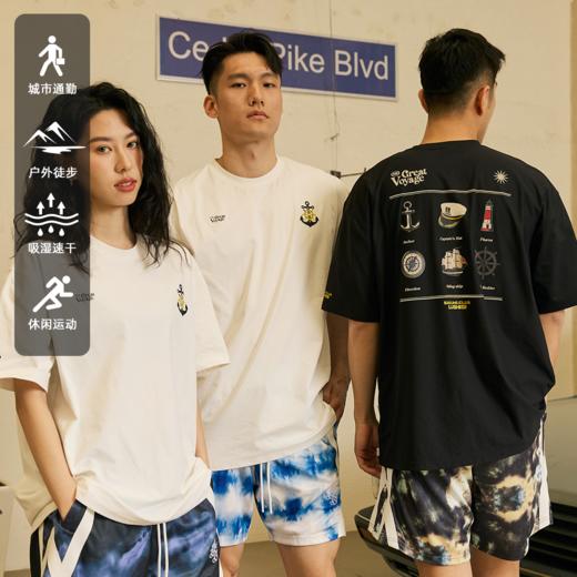 LUSHISI航海徽章主题美式复古街头速干篮球短袖经典logo潮情侣t恤 商品图0