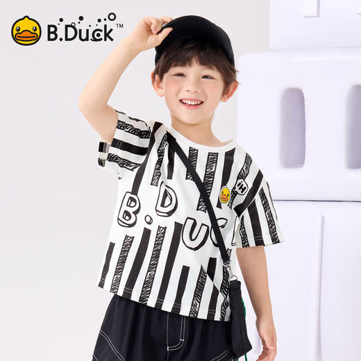bduck小黄鸭童装夏季儿童短袖T恤男童条纹上衣纯棉夏季中小童体恤105-150 BF2601026 商品图0