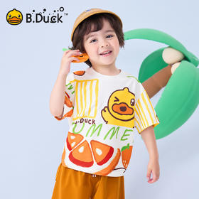 bduck小黄鸭童装夏季男童短袖T恤儿童夏装体恤女童宝宝半袖上衣小童t90-130 BF2601002