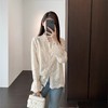 法式重工刺绣上衣V领蕾丝花边小衫长袖开衫喇叭袖白色衬衣女春夏 商品缩略图3