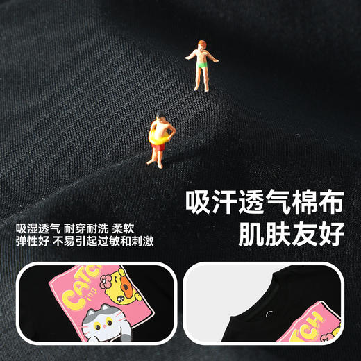 bduck小黄鸭童装夏季女童短袖T恤纯棉夏装小女孩半袖上衣儿童猫咪印花105-150 FF2601012 商品图2