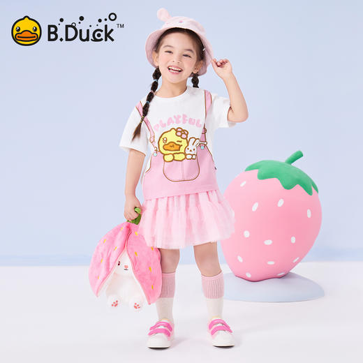 bduck小黄鸭童装夏季女童短袖T恤宝宝上衣儿童夏装纯棉半袖上衣薄90-130 FF2601068 商品图1