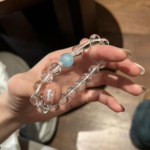 【赵露si同款❗白水晶海蓝宝】天然水晶手串，每颗珠子都经过精细打磨,少女轻奢小众手链小红书同款QQ 商品图3