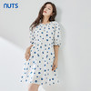 NUTS夏季新款气质圆领泡泡袖高腰显瘦圆点连衣裙324101175B 商品缩略图2