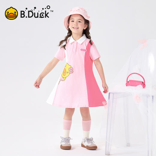 bduck小黄鸭童装夏季女童连衣裙夏季儿童运动裙子POLO领长裙105-150 FF2680015 商品图1