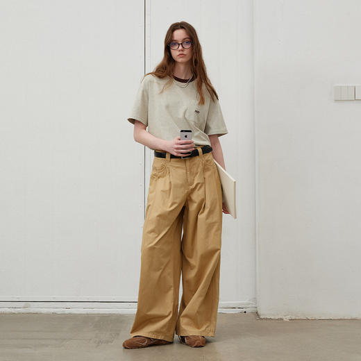 714street美式复古条纹口袋短袖T恤男女2025夏季新款情侣装打底衫 商品图2