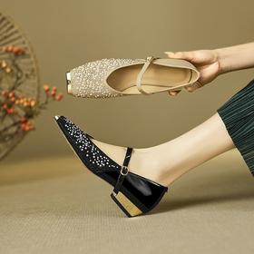 【预售5天】小香风浅口一字带，粗跟百搭方头玛丽珍单鞋MBJR&6860